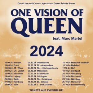 Arena Ticket | One Vision Of Queen Feat Marc Martel - Tour 2024 QUARTERBACK Immobilien ARENA 24.09.2024 20:00 Uhr | 2024 09 24 OVOQ