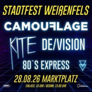 Synthie-Pop-Night - Marktplatz Weißenfels 28.08.2026 19:00 Uhr 6 Arena Ticket | Synthie-Pop-Night - Marktplatz Weißenfels 28.08.2026 19:00 Uhr | 2026 08 28 Synthie Pop Night 1x1 20260421144036